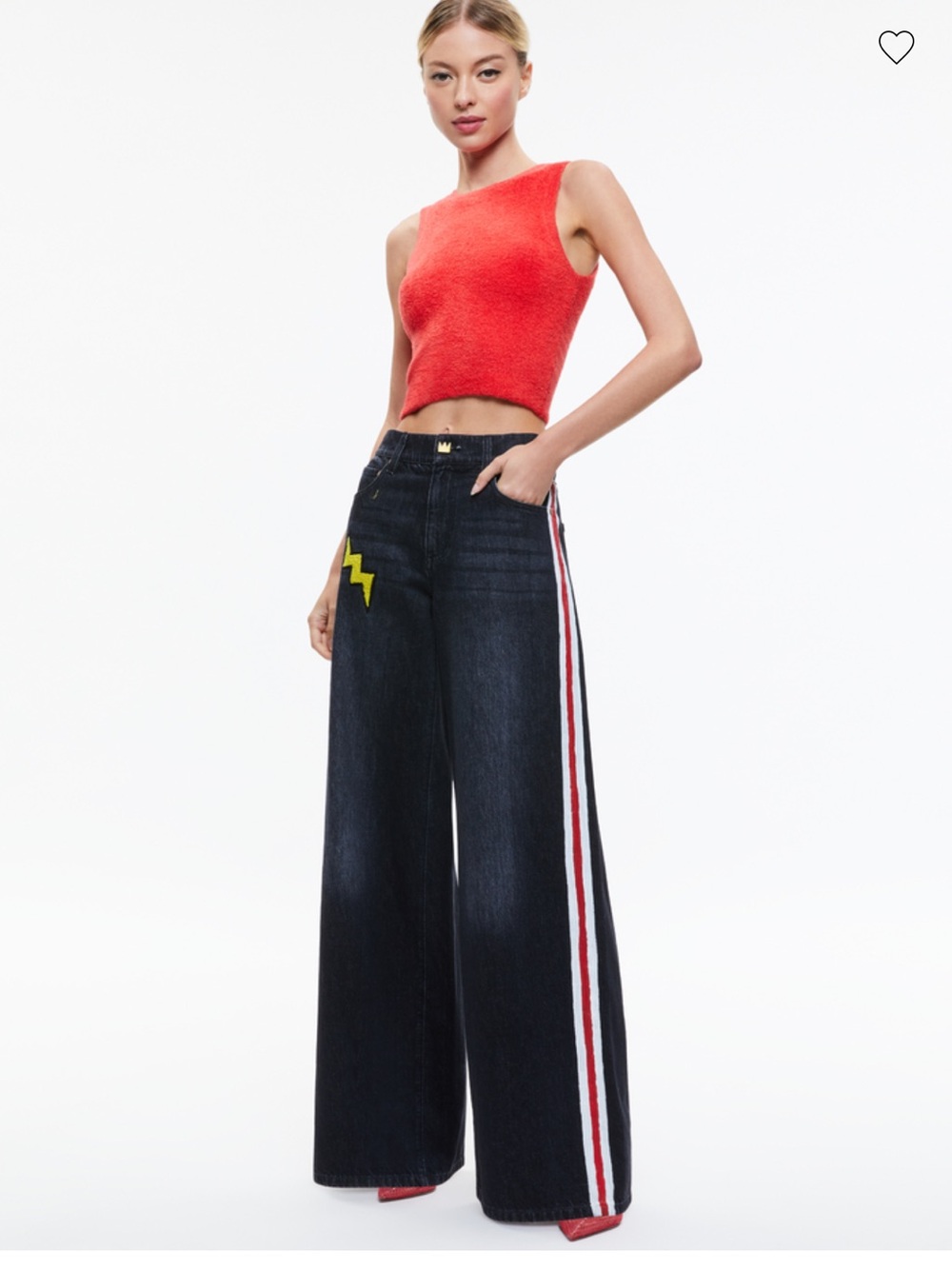 Alice + Olivia BASQUIAT TRISH JEAN Maya Charcoal Black 28 $595
